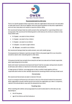 Recommended Adult To Child Ratios
