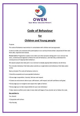 Code Of Behaviour For Children And Young People