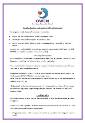 Managing Allegations Made Against A Staff Member